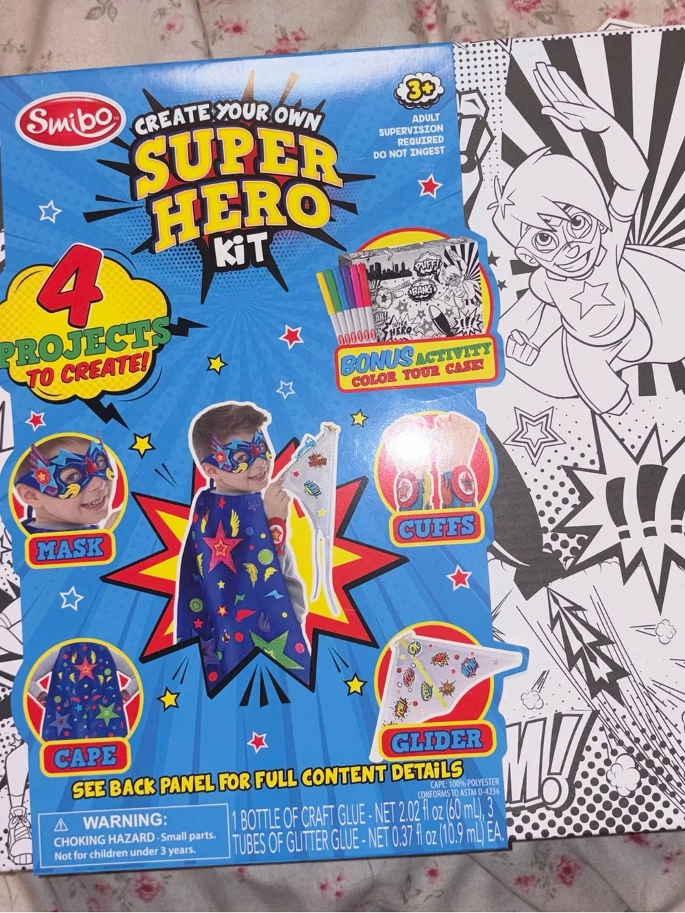 Kids Superhero Costume Kit – Blue Cape, Mask & Cuffs